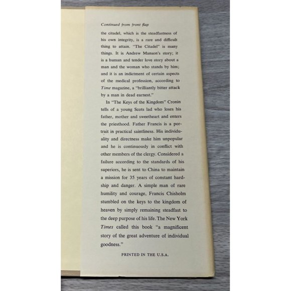 A J Cronin The Citadel The Keys of the Kingdom HCDJ Book Club 1941 2 Novels - Picture 8 of 9